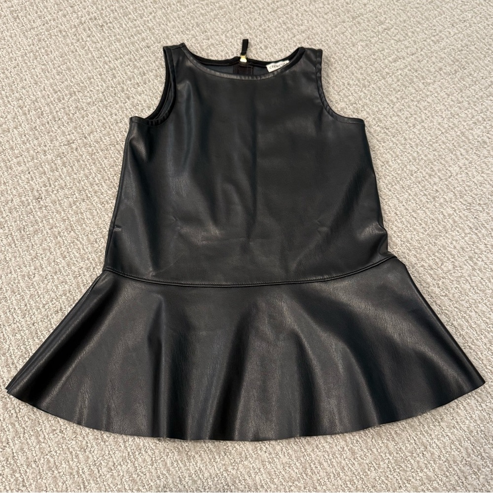 Crewcuts J.Crew Girls Faux Leather Peplum Dress Black Size 3